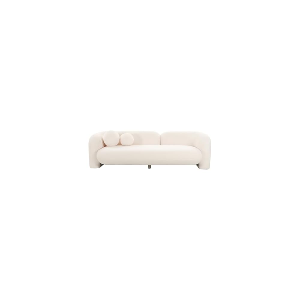 Amelie 91" Cream Contract-Grade Faux Fur Sofa - TOV Furniture
