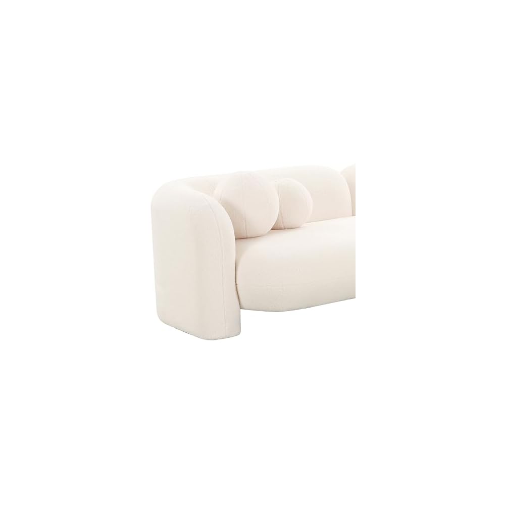 Amelie 91" Cream Contract-Grade Faux Fur Sofa - TOV Furniture