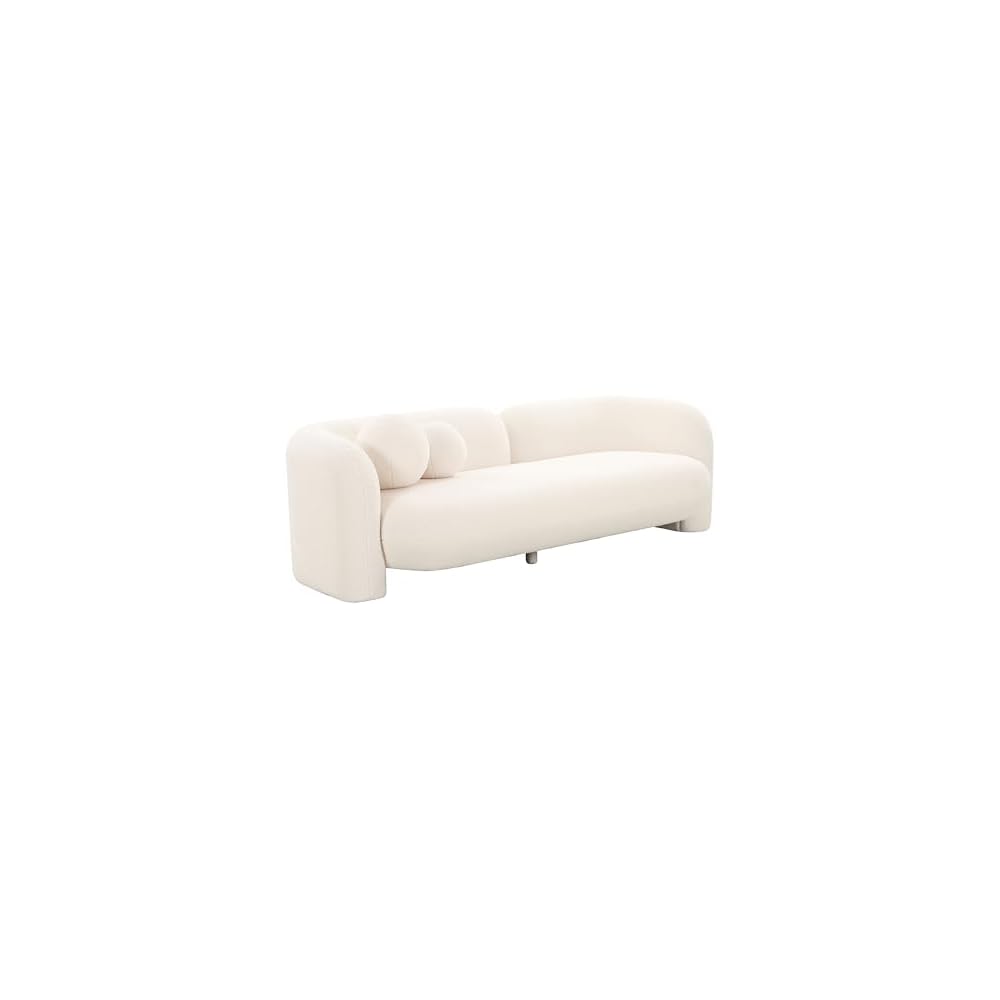 Amelie 91" Cream Contract-Grade Faux Fur Sofa - TOV Furniture