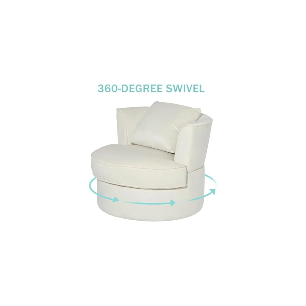 White Single Sofa Chair 360°Rotating Sofa Chair for Living Room Bedroom