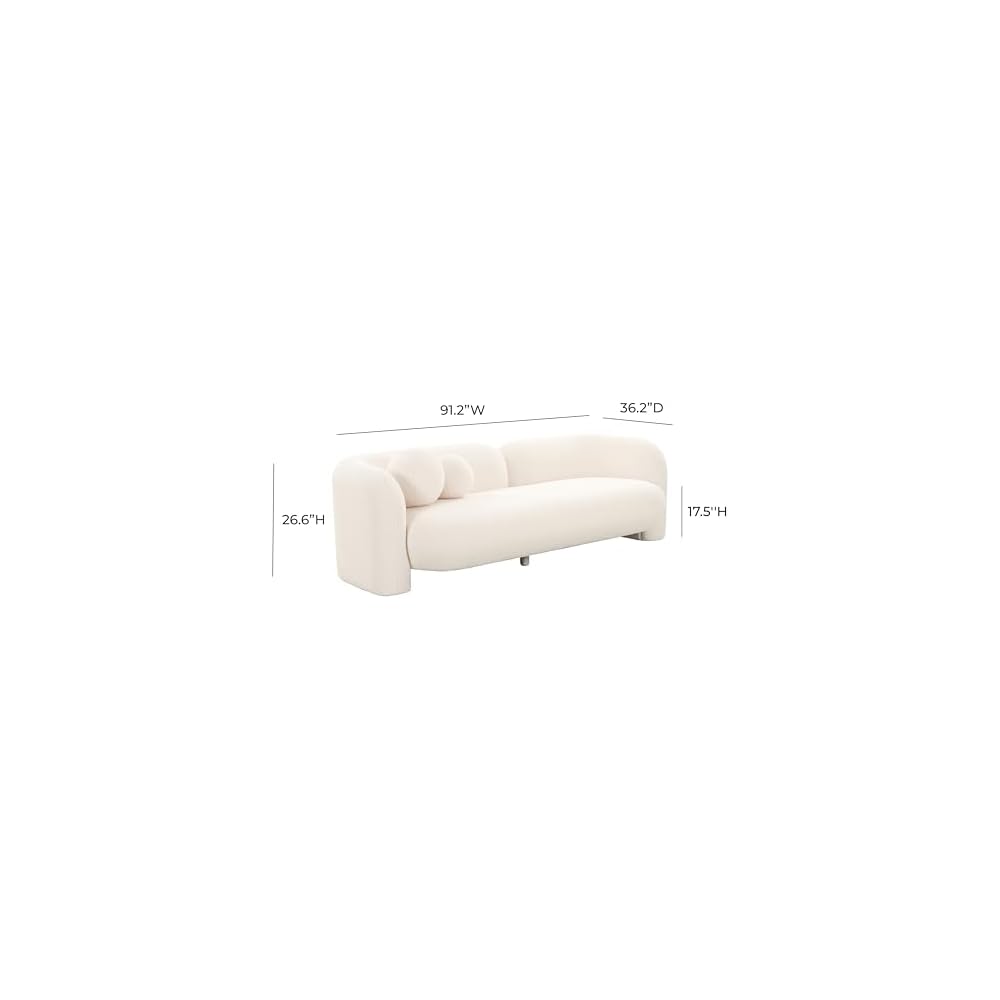 Amelie 91" Cream Contract-Grade Faux Fur Sofa - TOV Furniture