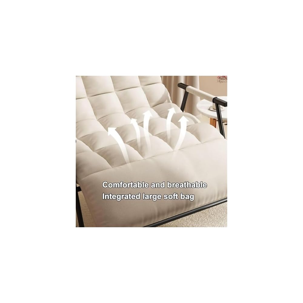Modern Grey Rocking Chair with Soft Cushion - Comfortable Living Room & Bedroom Lounger, Zero Gravity Garden Chair with Armrests, Stylish Outdoor Seating (Black Legs)