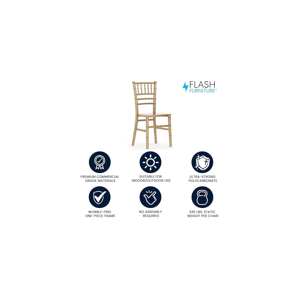 Flash Furniture Hercules Kids Resin Chiavari Chair, Gold