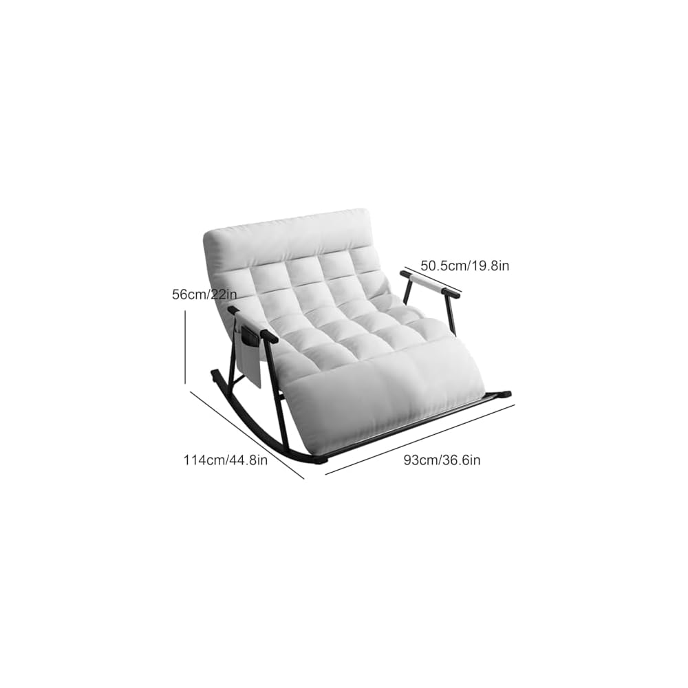 Modern Grey Rocking Chair with Soft Cushion - Comfortable Living Room & Bedroom Lounger, Zero Gravity Garden Chair with Armrests, Stylish Outdoor Seating (Black Legs)