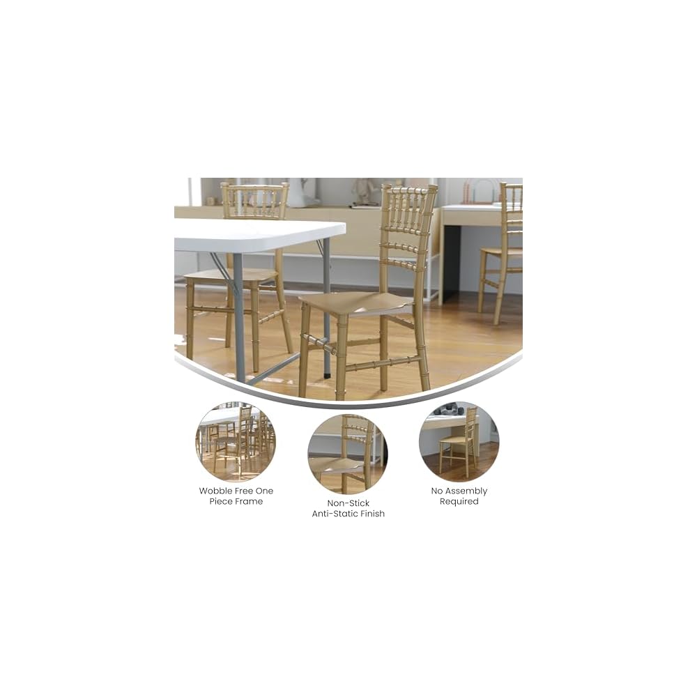 Flash Furniture Hercules Kids Resin Chiavari Chair, Gold