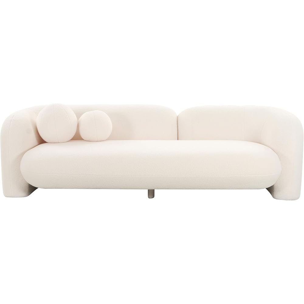 Amelie 91" Cream Contract-Grade Faux Fur Sofa - TOV Furniture