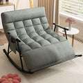 Modern Grey Rocking Chair with Soft Cushion - Comfortable Living Room & Bedroom Lounger, Zero Gravity Garden Chair with Armrests, Stylish Outdoor Seating (Black Legs)